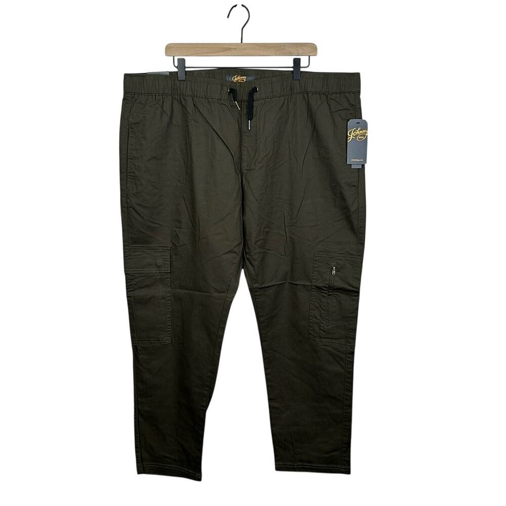 Johnny Bigg Leon Elastic Waist Cargo Pant in Khaki Green Big & Tall Men’s 46